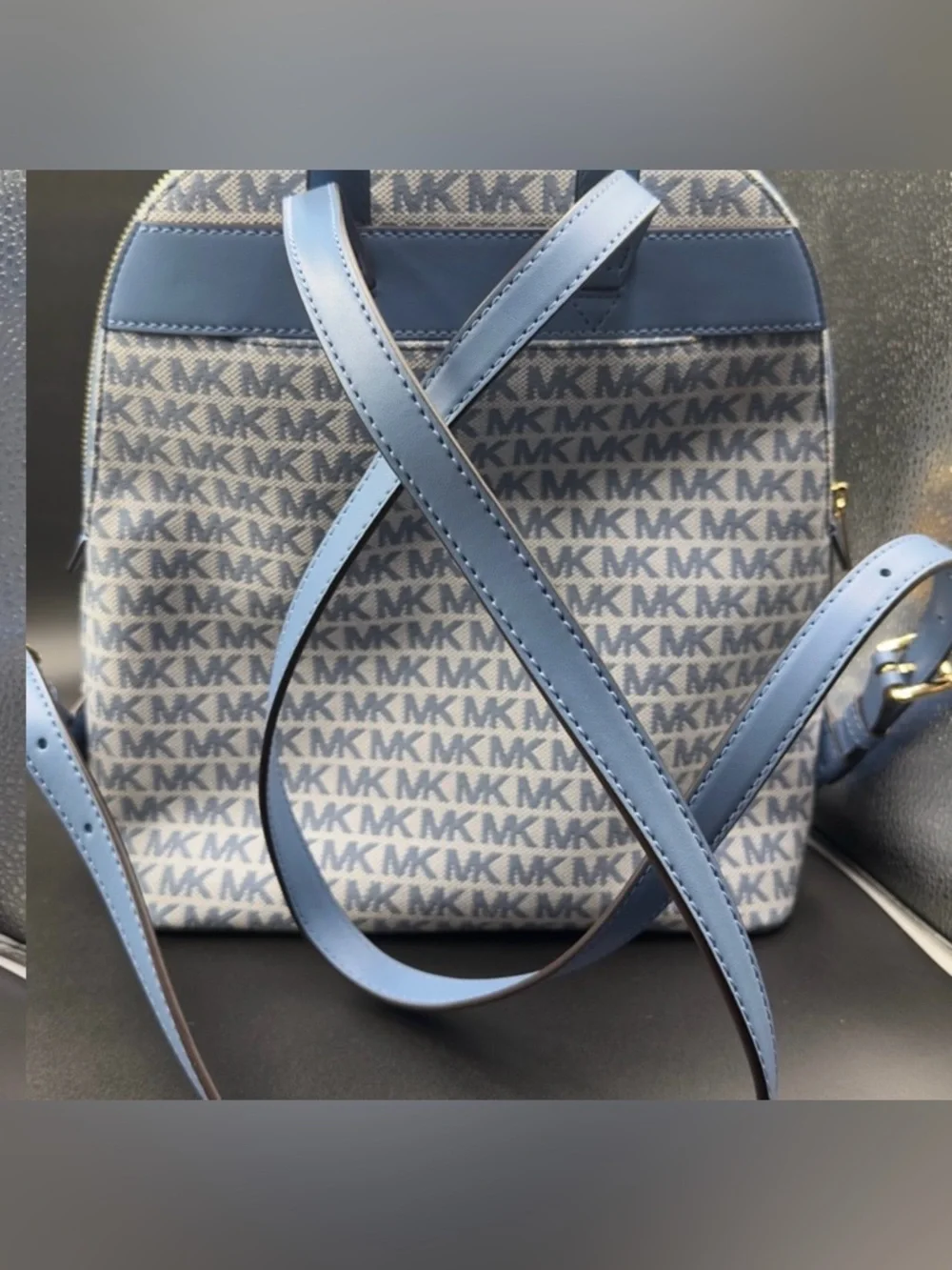 Michael Kors Blue and White MK Logo Cindy Backpack NFS - Picture 3 of 5